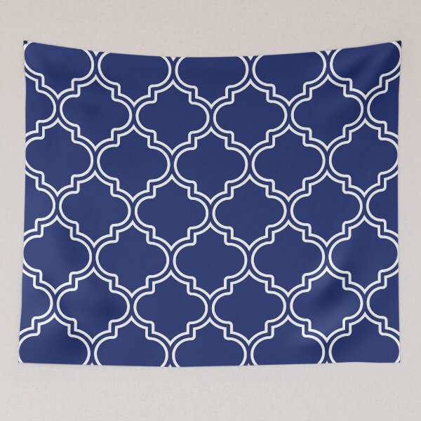 Item preview, Moroccan Vintage Quatrefoil Pattern In Blue And White designed and sold by DEC02.