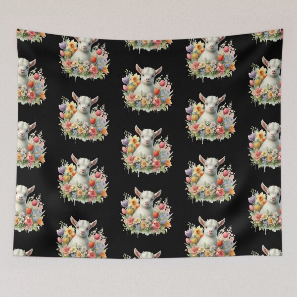 Item preview, Adorable Goat with Colorful Flowers designed and sold by rustonpoldoks.
