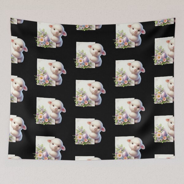 Item preview, Adorable Lamb and Floral Card designed and sold by rustonpoldoks.