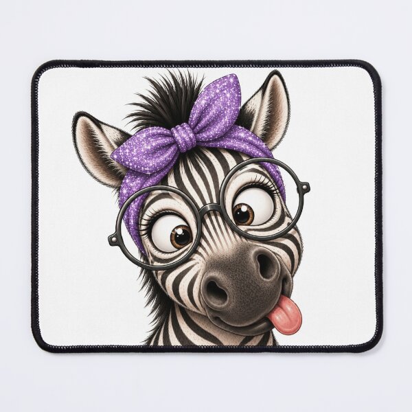 Item preview, Funny Zebra with Glasses – Cute Goofy Animal Portrait designed and sold by LittleGinnyArt.