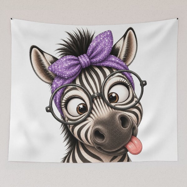 Item preview, Funny Zebra with Glasses – Cute Goofy Animal Portrait designed and sold by LittleGinnyArt.