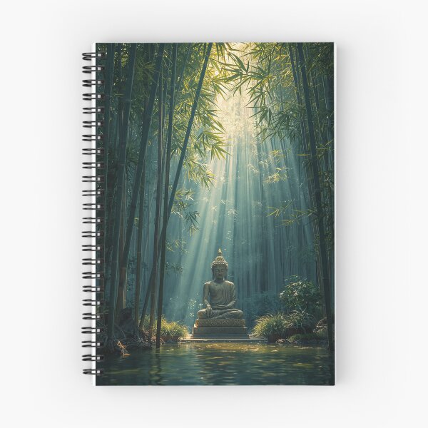 Item preview, Peaceful Buddha Sunlight Rays - Serene Zen Forest Sanctuary designed and sold by Stone and Sage Prints.