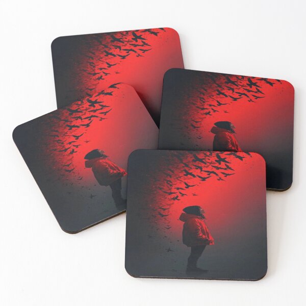 Item preview, The Flight of Inner Shadows, Red Silhouette and Flock of Crows - Dark and Cinematic Art designed and sold by RAYBIL.