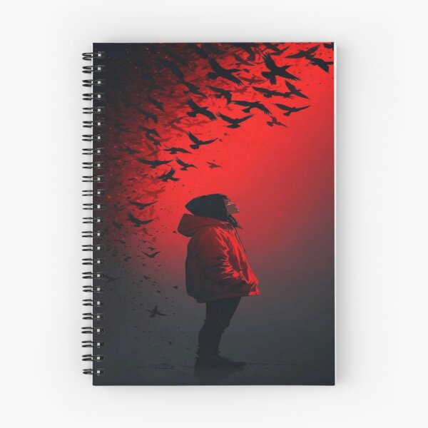 Item preview, The Flight of Inner Shadows, Red Silhouette and Flock of Crows - Dark and Cinematic Art designed and sold by RAYBIL.