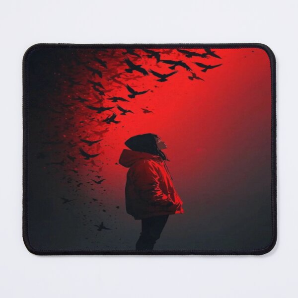 Item preview, The Flight of Inner Shadows, Red Silhouette and Flock of Crows - Dark and Cinematic Art designed and sold by RAYBIL.