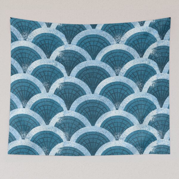Item preview, Classic Blue Seigaiha Japanese Wave Pattern designed and sold by Piotrek0001.