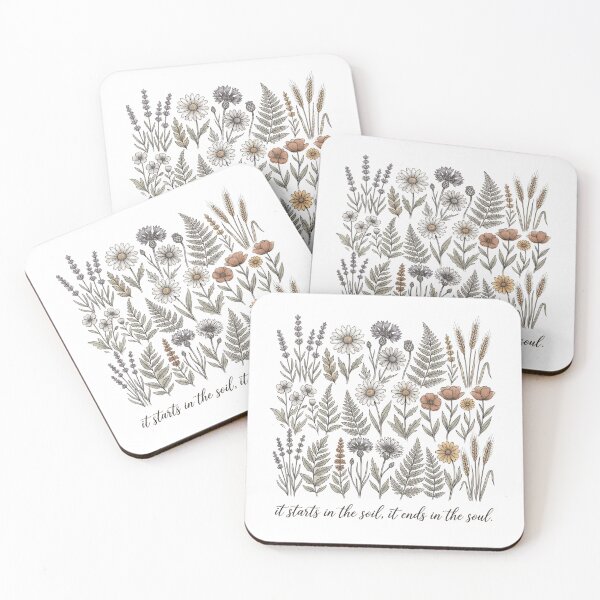 Item preview, It Starts in the Soil It Ends in the Soul Botanical Wildflower Illustration - Vintage Nature Quote Design designed and sold by WillCraftx.
