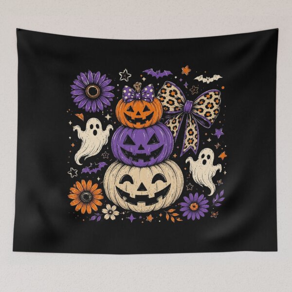 Item preview, Preppy Neon Halloween Pumpkin Ghost designed and sold by DesignDenDo ⭐⭐⭐⭐⭐.