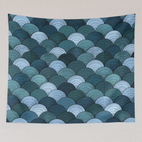 Item preview, Oceanic Teal Scalloped Mermaid Scales designed and sold by Piotrek0001.