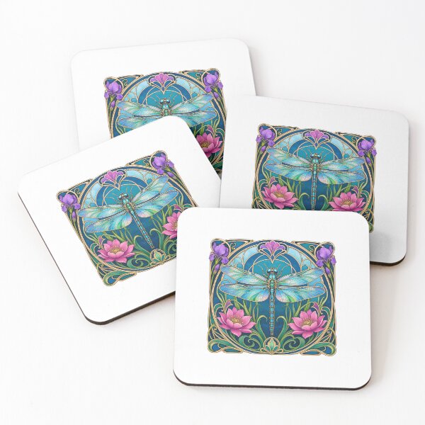 Item preview, Art Nouveau Dragonfly Stained Design designed and sold by AntiqueImages.