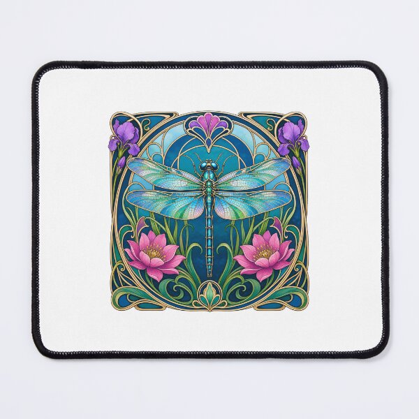 Item preview, Art Nouveau Dragonfly Stained Design designed and sold by AntiqueImages.