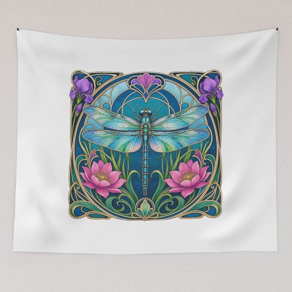 Item preview, Art Nouveau Dragonfly Stained Design designed and sold by AntiqueImages.