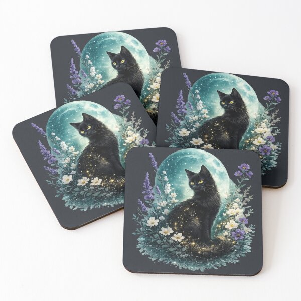 Item preview, Mystical Black Cat in the Moonlight designed and sold by thirtyonestars.