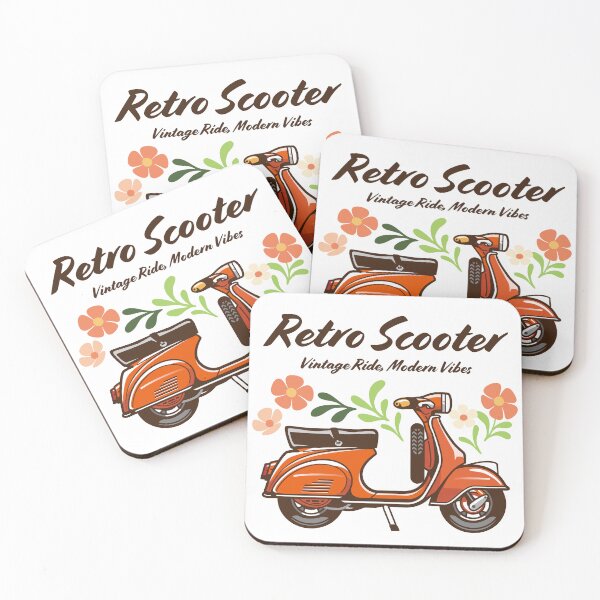 Item preview, Candy Color Retro Scooter - Vintage Motor Scooter Illustration_RED_WH designed and sold by AckeeWolf.