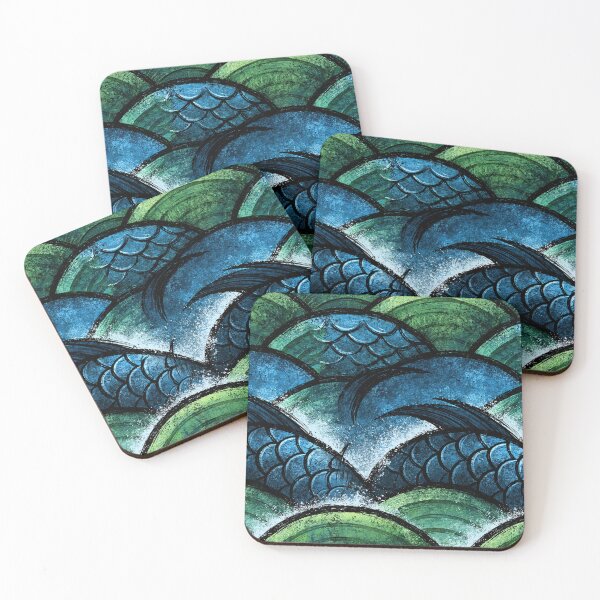 Item preview, Watercolor Green and Blue Sea Waves designed and sold by Piotrek0001.