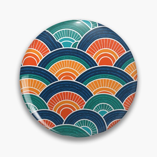 Item preview, Sunset Orange and Teal Japanese Waves designed and sold by Piotrek0001.