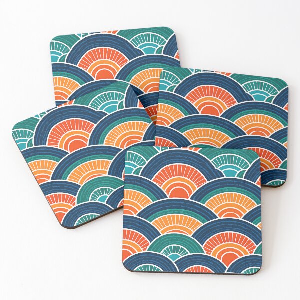 Item preview, Sunset Orange and Teal Japanese Waves designed and sold by Piotrek0001.