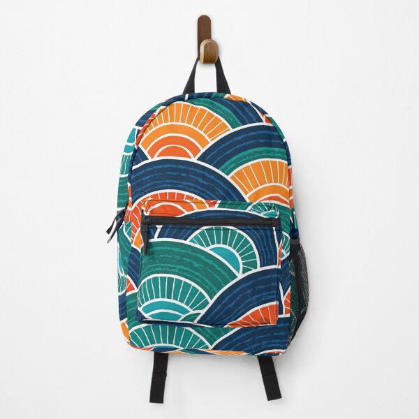 Item preview, Sunset Orange and Teal Japanese Waves designed and sold by Piotrek0001.