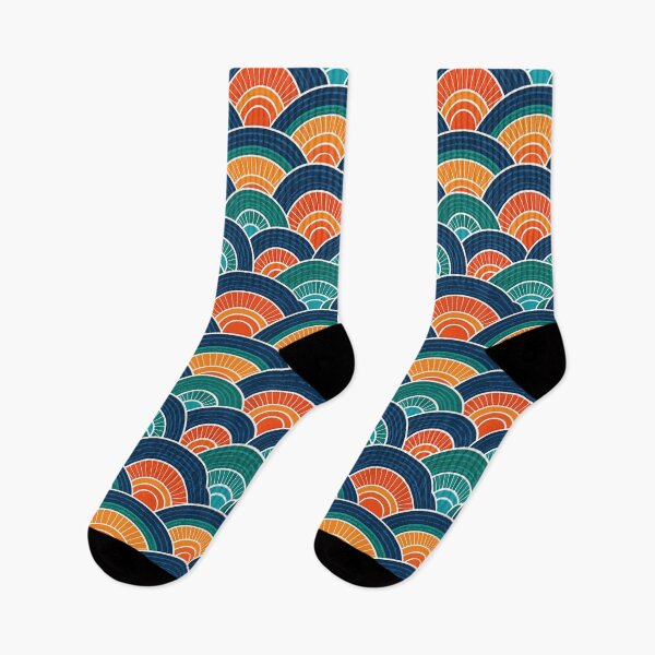 Item preview, Sunset Orange and Teal Japanese Waves designed and sold by Piotrek0001.
