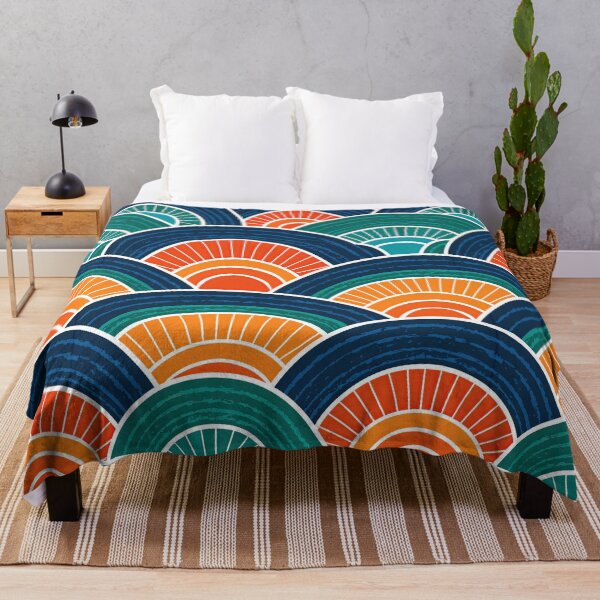 Item preview, Sunset Orange and Teal Japanese Waves designed and sold by Piotrek0001.