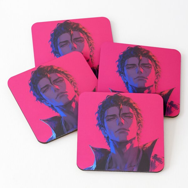 Item preview, Aizen | Neon Anime Warrior Portrait | Crimson & Blue Samurai Aesthetic | Dark Digital Art Print designed and sold by Dyan4.