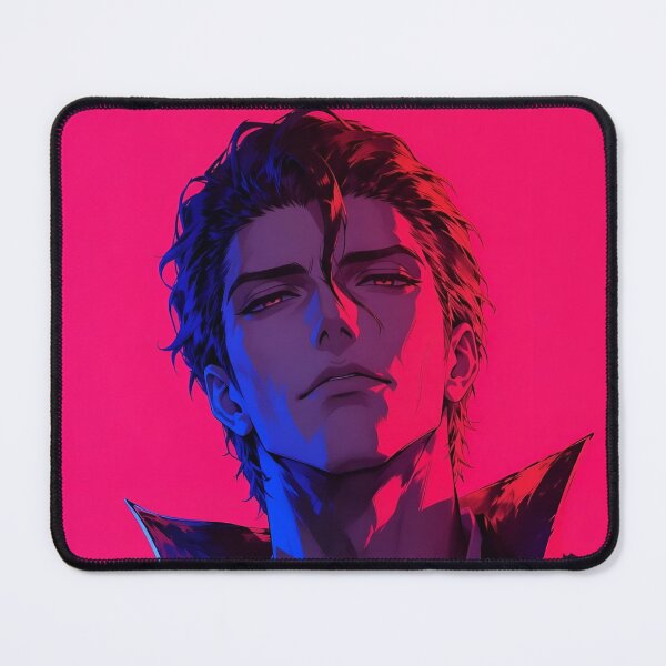 Item preview, Aizen | Neon Anime Warrior Portrait | Crimson & Blue Samurai Aesthetic | Dark Digital Art Print designed and sold by Dyan4.