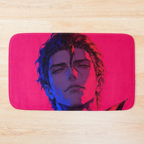 Item preview, Aizen | Neon Anime Warrior Portrait | Crimson & Blue Samurai Aesthetic | Dark Digital Art Print designed and sold by Dyan4.