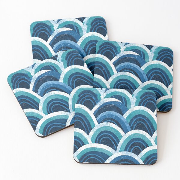Item preview, Azure Blue Watercolor Seigaiha Waves designed and sold by Piotrek0001.