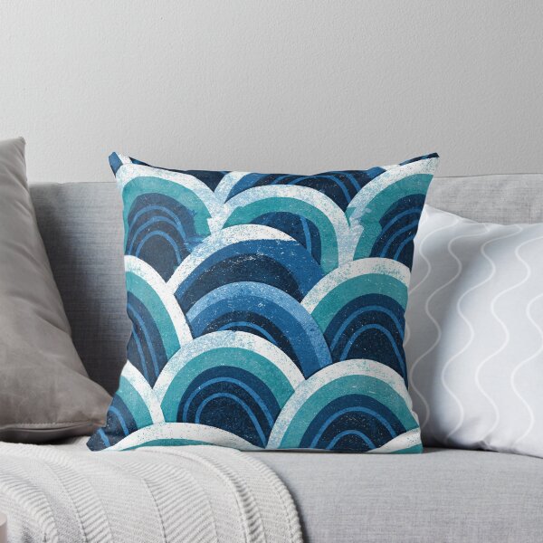 Item preview, Azure Blue Watercolor Seigaiha Waves designed and sold by Piotrek0001.