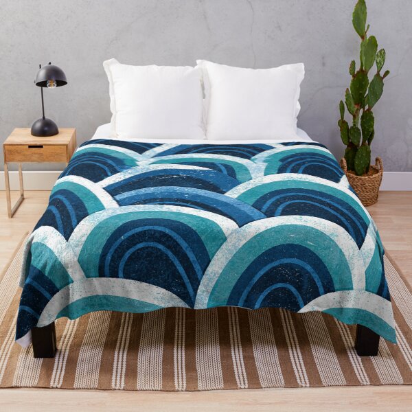 Item preview, Azure Blue Watercolor Seigaiha Waves designed and sold by Piotrek0001.
