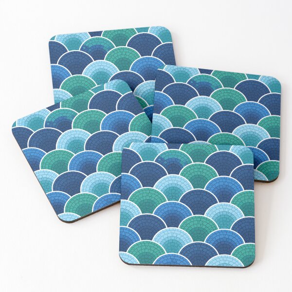 Item preview, Teal Mosaic Scalloped Scale Pattern designed and sold by Piotrek0001.