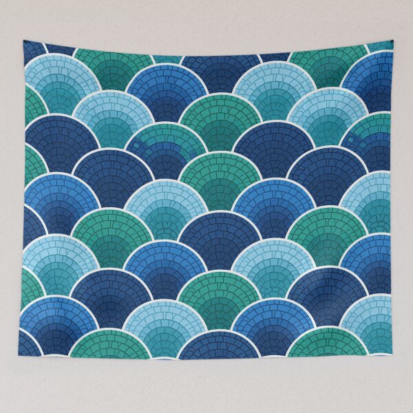 Item preview, Teal Mosaic Scalloped Scale Pattern designed and sold by Piotrek0001.