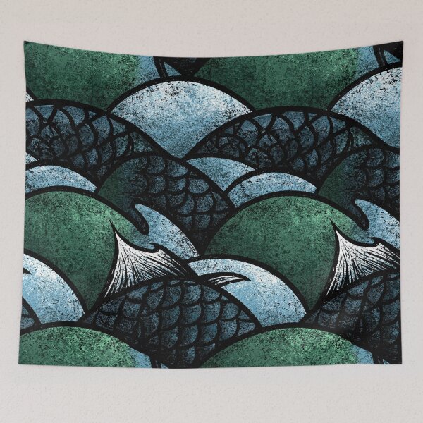 Item preview, Dark Emerald Textured Fish Skin Art designed and sold by Piotrek0001.