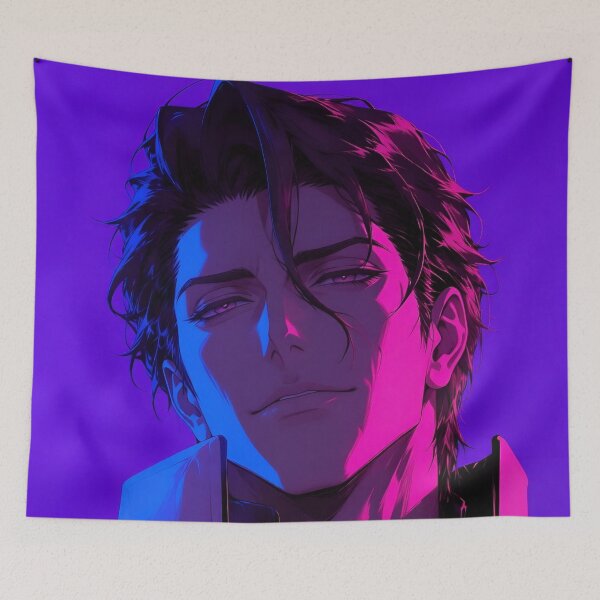 Item preview, Aizen | Neon Crimson Anime Villain Portrait | Dark Warrior Digital Art | Cyber Aesthetic Illustration designed and sold by Dyan4.