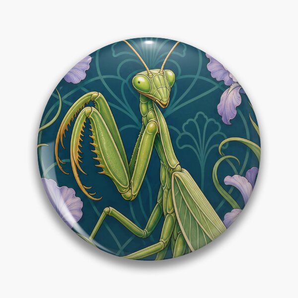 Item preview, Elegant Praying Mantis Iris Art Nouveau Insect designed and sold by AntiqueImages.