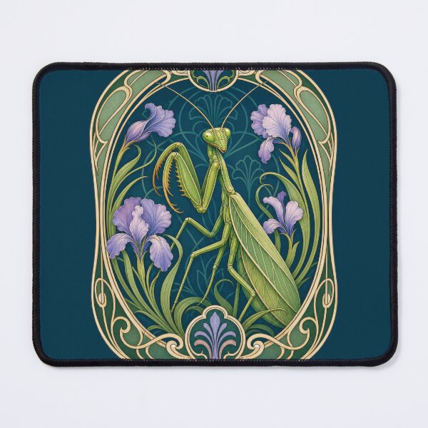 Item preview, Elegant Praying Mantis Iris Art Nouveau Insect designed and sold by AntiqueImages.