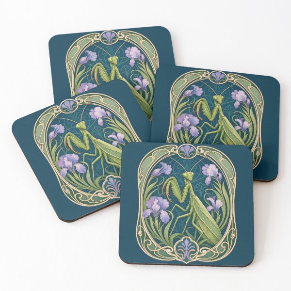 Item preview, Elegant Praying Mantis Iris Art Nouveau Insect designed and sold by AntiqueImages.