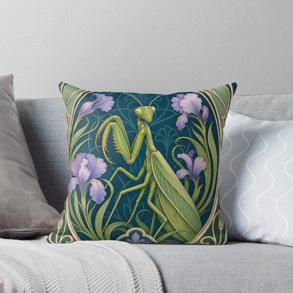 Item preview, Elegant Praying Mantis Iris Art Nouveau Insect designed and sold by AntiqueImages.