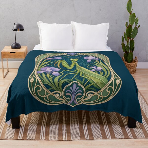 Item preview, Elegant Praying Mantis Iris Art Nouveau Insect designed and sold by AntiqueImages.