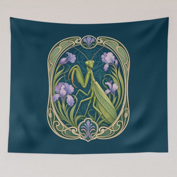 Item preview, Elegant Praying Mantis Iris Art Nouveau Insect designed and sold by AntiqueImages.