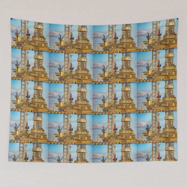 Item preview, Offshore Drilling Rig Wall Art at Golden Hour designed and sold by Jiantmindworks.