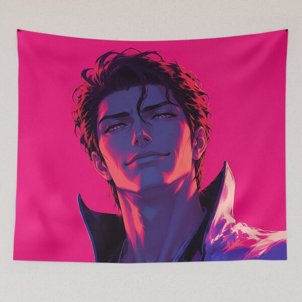 Item preview, Aizen | Neon Crimson Anime Mastermind | Dark Fantasy Warrior | Cyberpunk Digital Art Print designed and sold by Dyan4.