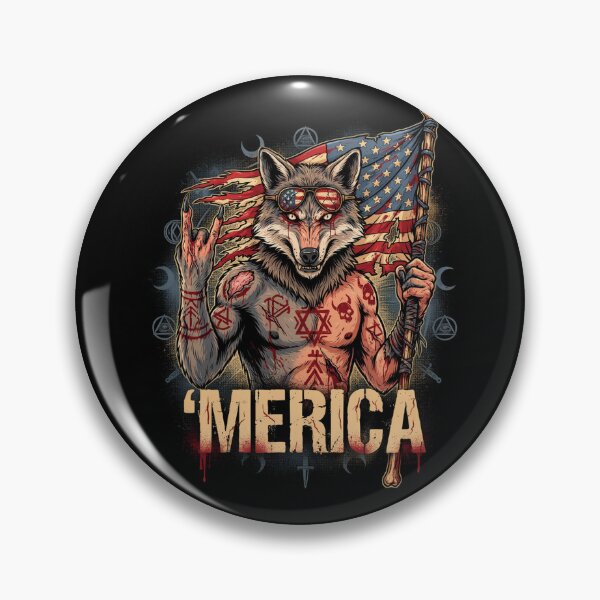 Item preview, 'Merica Savage Wolf Rock Fist Flag Design v1 designed and sold by DarylWelsh2024.