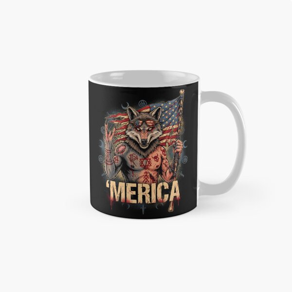 Item preview, 'Merica Savage Wolf Rock Fist Flag Design v1 designed and sold by DarylWelsh2024.