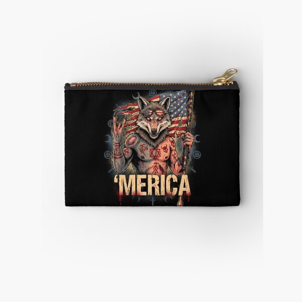 Item preview, 'Merica Savage Wolf Rock Fist Flag Design v1 designed and sold by DarylWelsh2024.