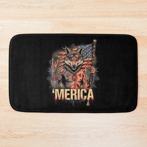 Item preview, 'Merica Savage Wolf Rock Fist Flag Design v1 designed and sold by DarylWelsh2024.