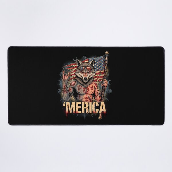 Item preview, 'Merica Savage Wolf Rock Fist Flag Design v1 designed and sold by DarylWelsh2024.