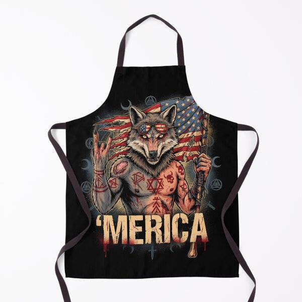 Item preview, 'Merica Savage Wolf Rock Fist Flag Design v1 designed and sold by DarylWelsh2024.
