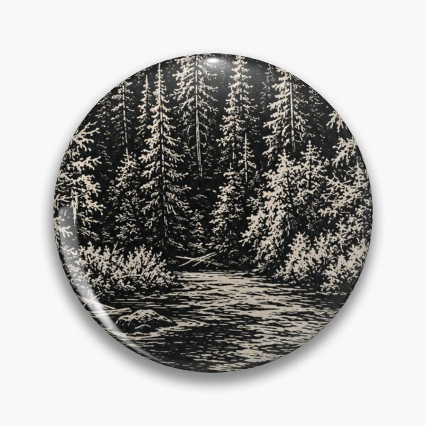 Item preview, Evergreen Forest Landscape Art | Pine Tree Woodland Nature Illustration | Rustic Wilderness Design designed and sold by Linoluca.