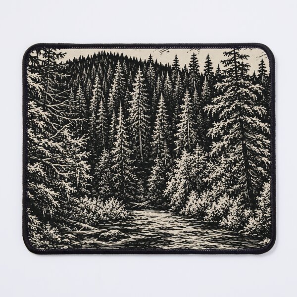 Item preview, Evergreen Forest Landscape Art | Pine Tree Woodland Nature Illustration | Rustic Wilderness Design designed and sold by Linoluca.